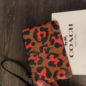 COACH Leopard ocelot print corner zip